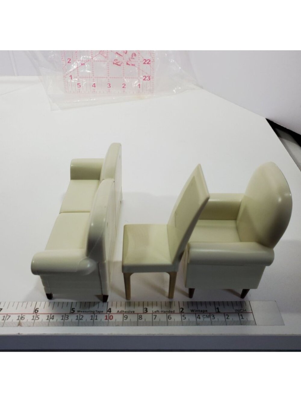 Couch Armchair Dining Chair Vintage Plastic Unmarked Dollhouse Furniture Lot - Picture 4 of 13